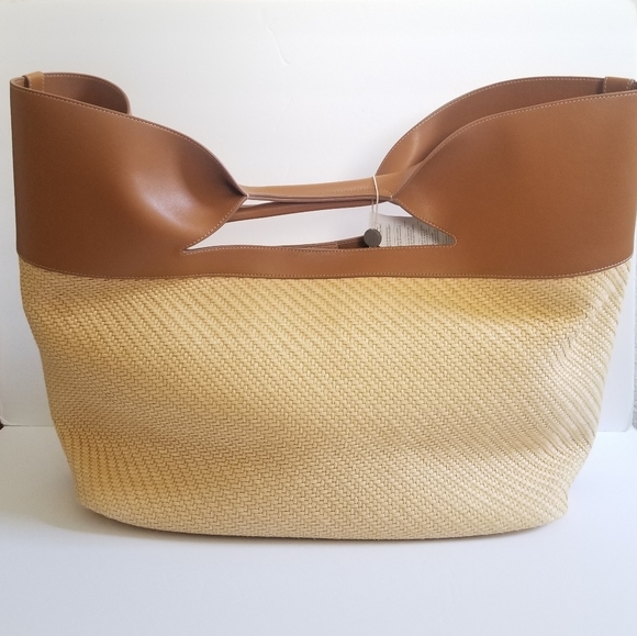 Alexander McQueen Large Leather Raffia Bow Bag Natural Tan - Picture 8 of 16